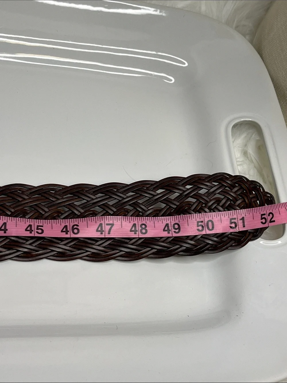 Lane Bryant Braided Leather Belt with Round Silver Buckle - Chestnut Brown